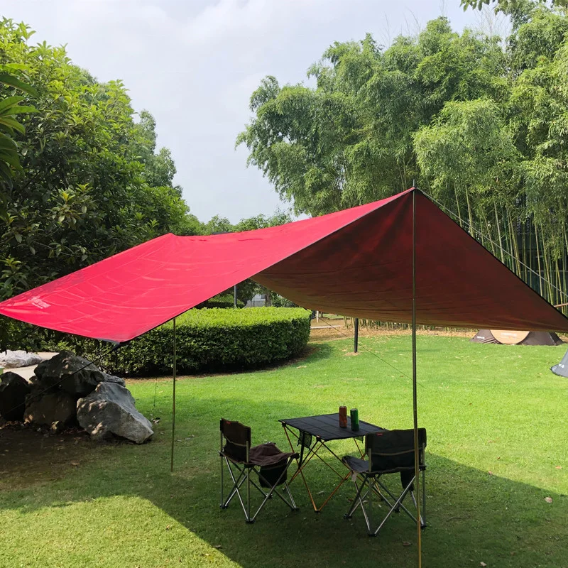 YL Red Outdoor sun shelter Ultralight Waterproof Folding Tarp Sun shade 5 + person tent