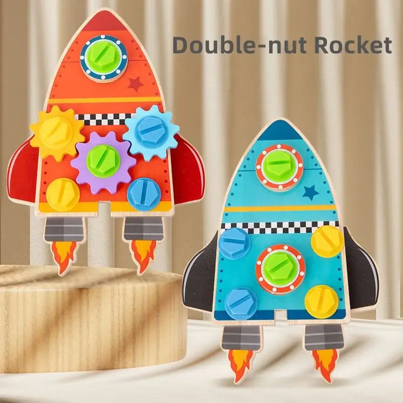 Rocket Toys Wooden Game Montessori Wooden Screw Driver Board Set Busy Toys For Kids Fine Motor Skills Toy