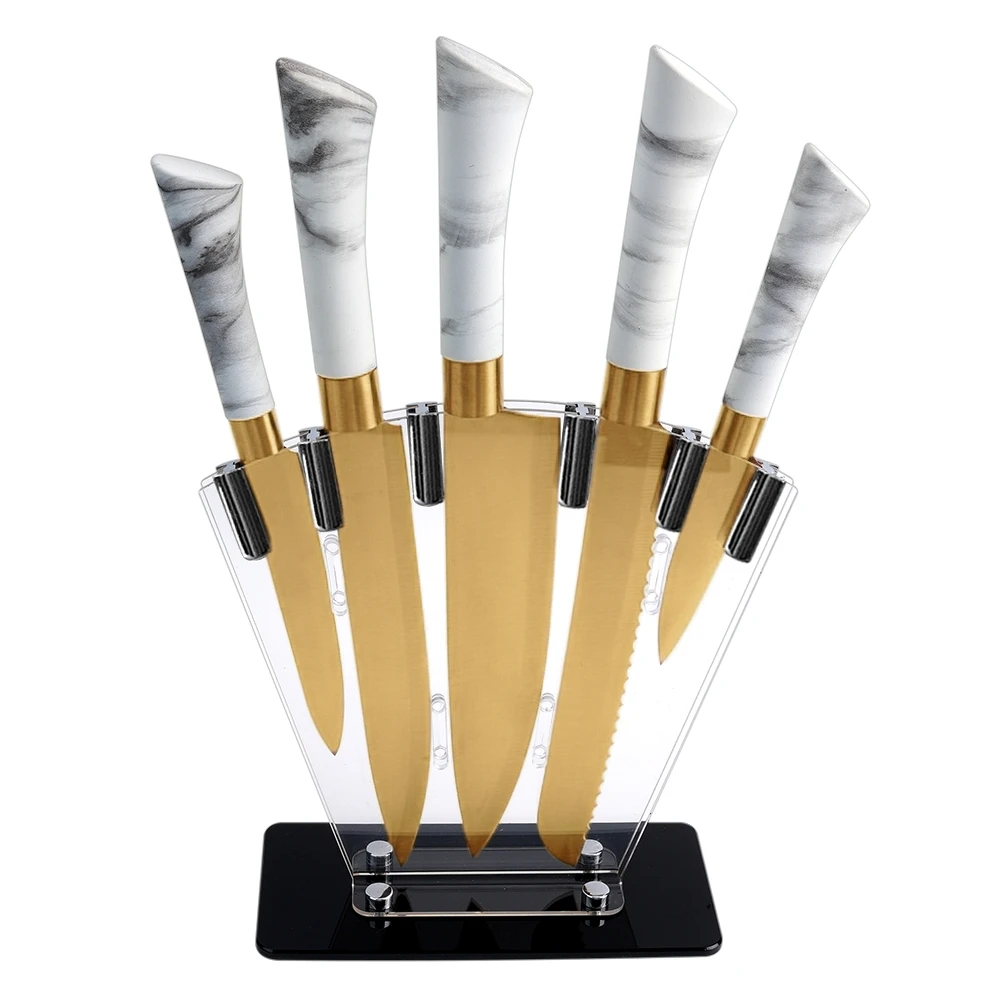 TOALLWIN juego de cuchillos de cocina marble grain handle gold kitchen knife chef kitchen knife set kitchen knives