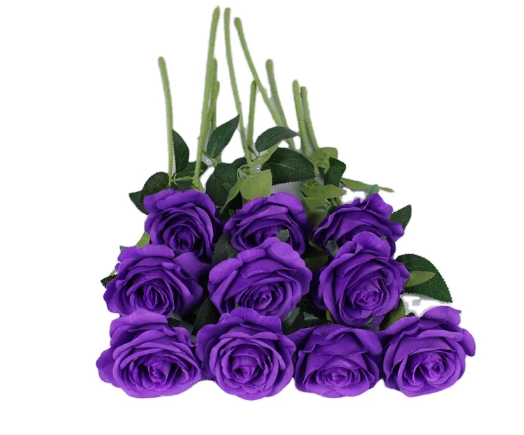 Hot selling artificial flowers weddings wholesale real touch roses for wedding decoration purple roses artificial flowers