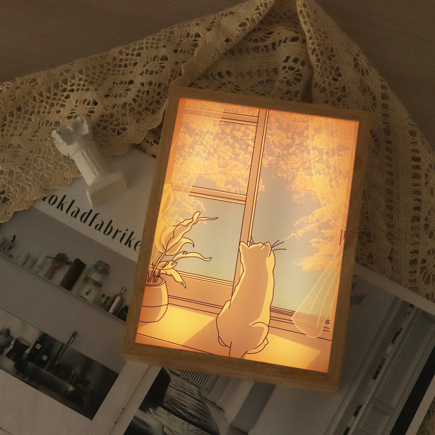 Кошка фоторамка свет 3D иллюзия ночник для детского домашнего