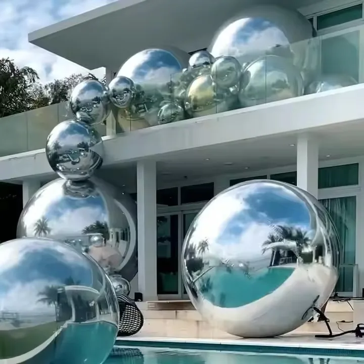 Wholesale Outdoor Affordable Big Shiny Balls Inflatable Balloon Mirror Silver Smooth Decorative Shiny Ballse Balls