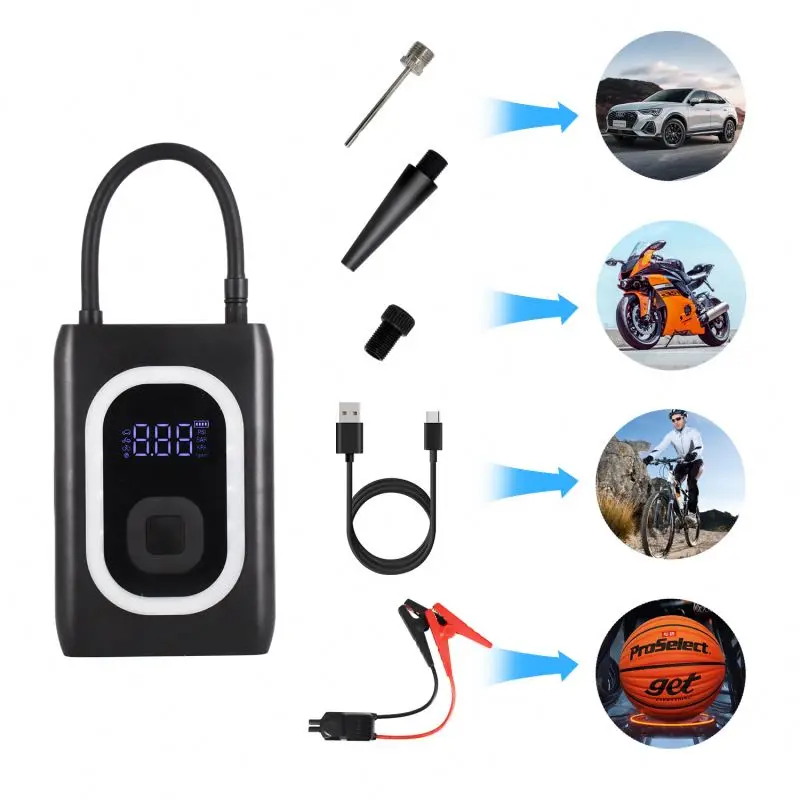 Car Jump 12000Mah Portable Jumper Starter with Air Compressor 1000A Emergency Battery Booster Charger