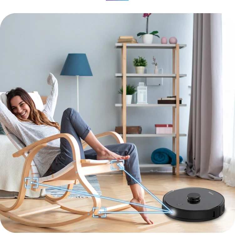 
TTEK New Home Dust Collector Low Noise Smart Robotic Vacuum Cleaner Mopping Sweeping with Smart Wifi APP Control 