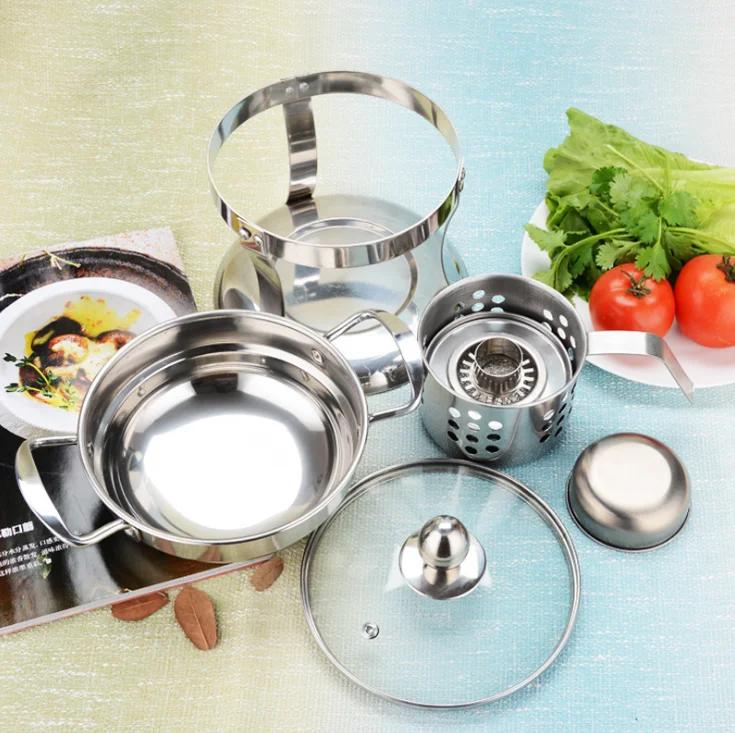 Multi-purpose Stainless Steel Alcohol Stove Small hotpot set Food Grade Metal Chafing Dish
