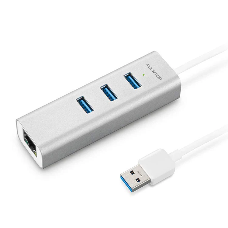 Pulwtop Продвижение Путешествия Питание usb концентратор 3,0 Алюминий usb 3,0 и гигабитный ethernet порт