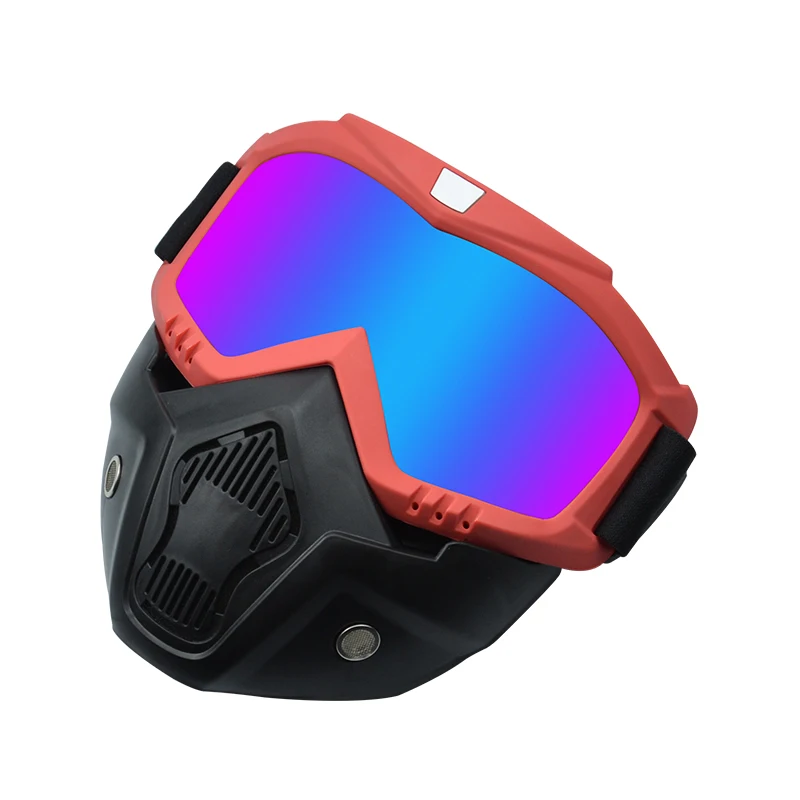 Color RTS Detachable Protect Padding Motorcycle Goggles Mask with Removable Face Mask Mouth Motocross