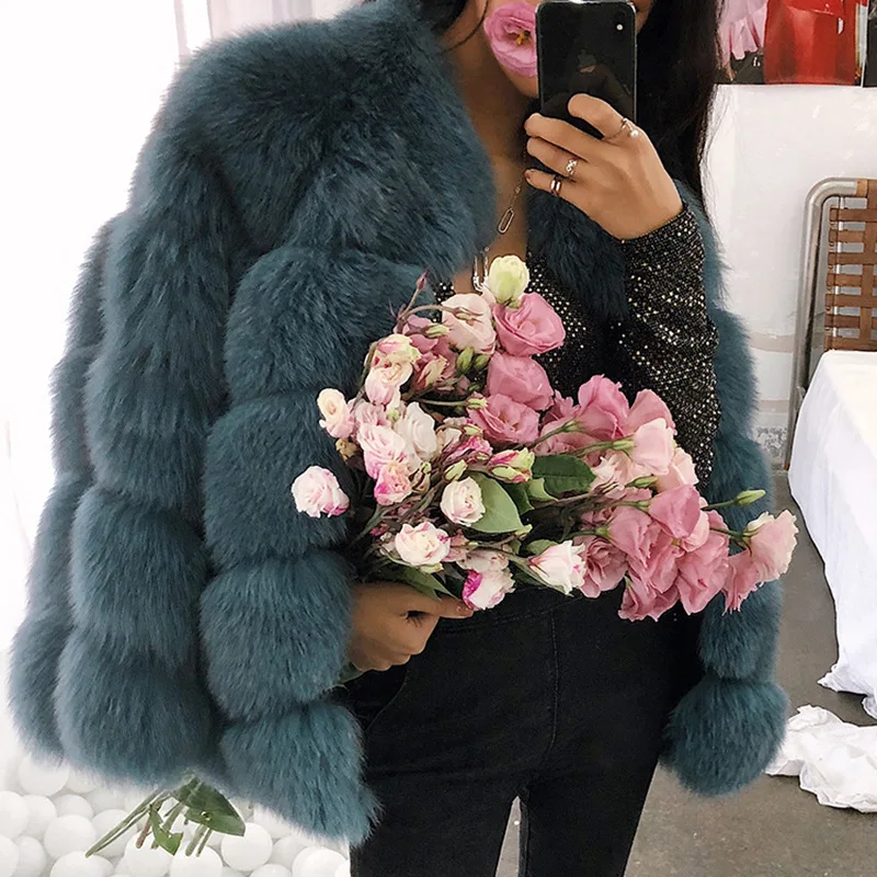 New Arrival Full Pelt Genuine Sheepskin Leather Fur Jacket Real Fox Fur Coat For Women