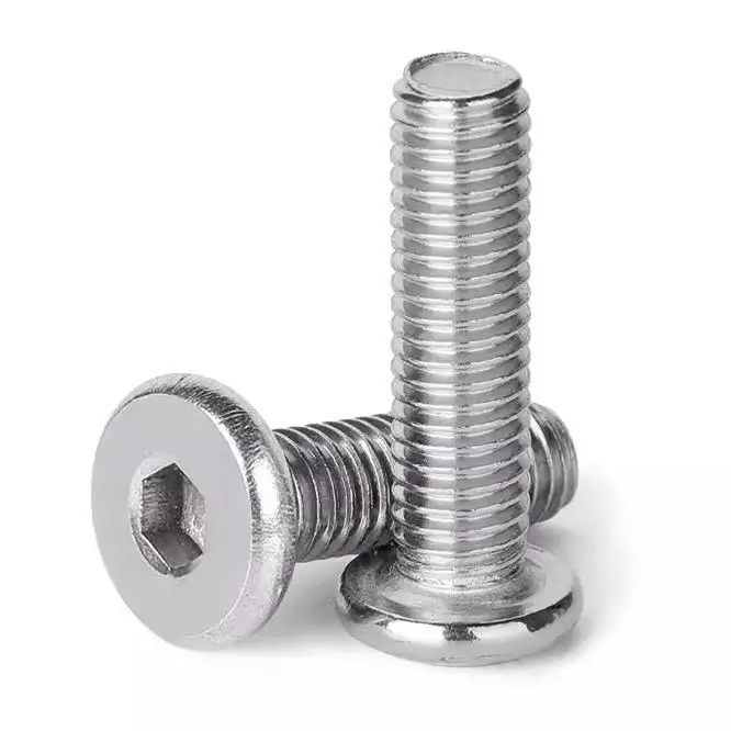 M2 M2.5 M3 M4 M5 M6 M8 Stainless Steel Thin Flat Round Head Hex Socket Furniture Screws Allen Bolt Machine Screw
