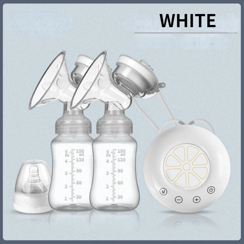 Food Grade BPA Free Baby Feeder Double Suction Breast Massager Hands Free Breast Pump with Feeding Bottle