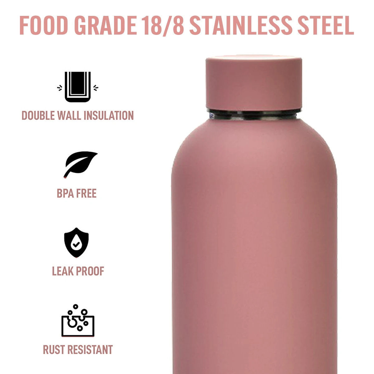 Customized Logo Vacuum Insulated Stainless Steel Narrow Mouth Water Bottles