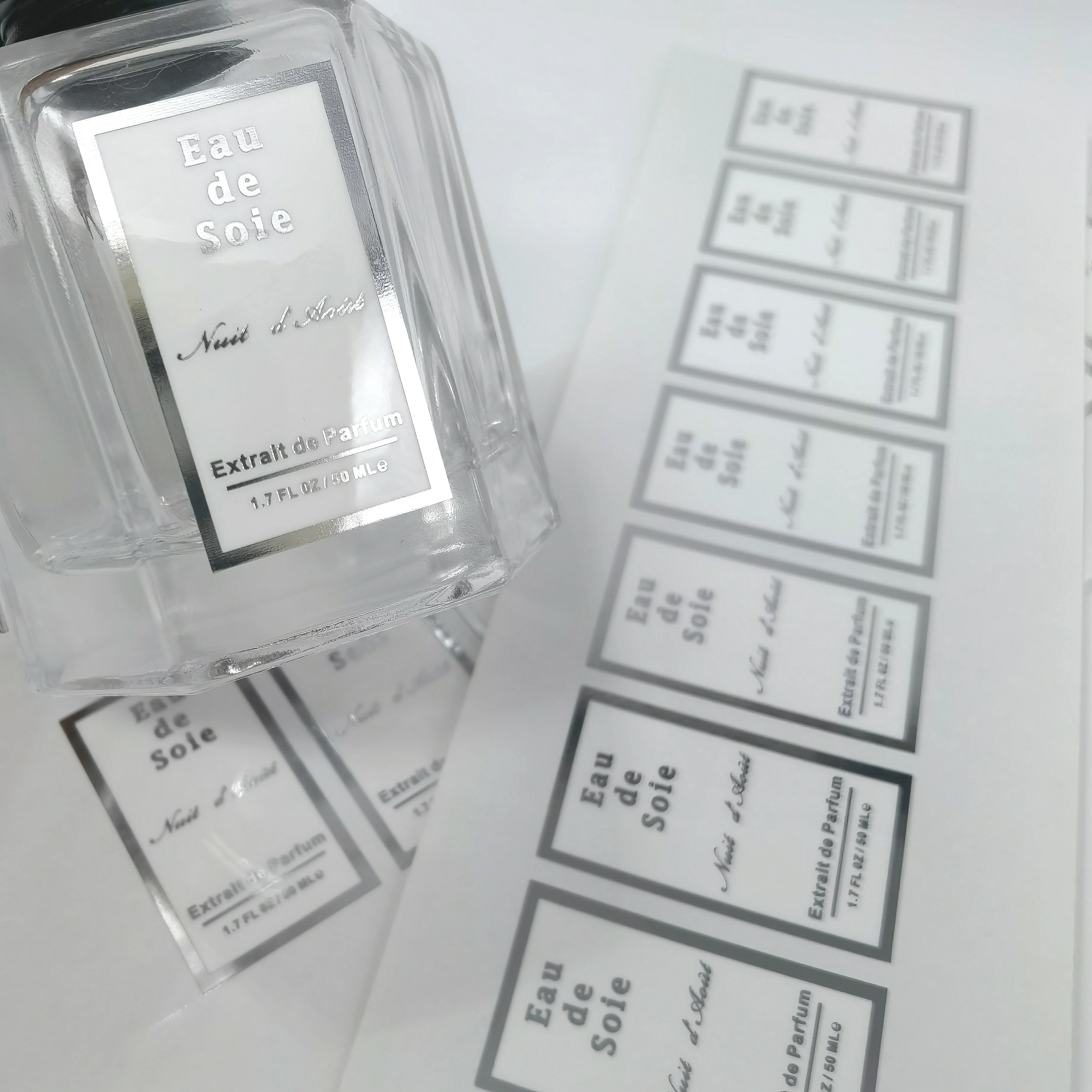 Custom Glossy Perfume Label Design  for Modern Perfume Bottles