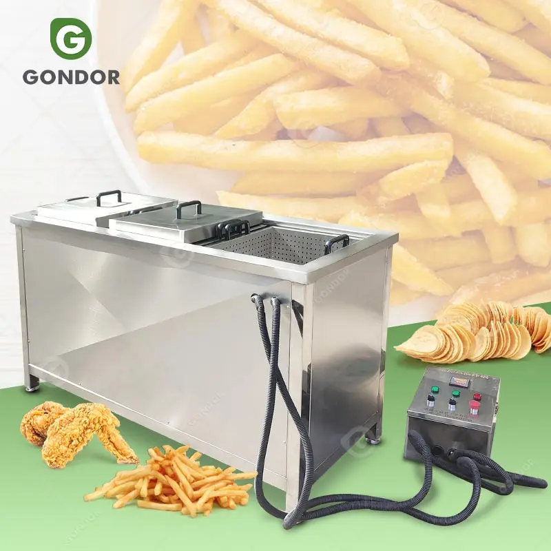 Friteuse Gaz Restaurant Freidora De Pollo a Precion a Gas open Deep Chip Fryer Double Tank Commercial Machine