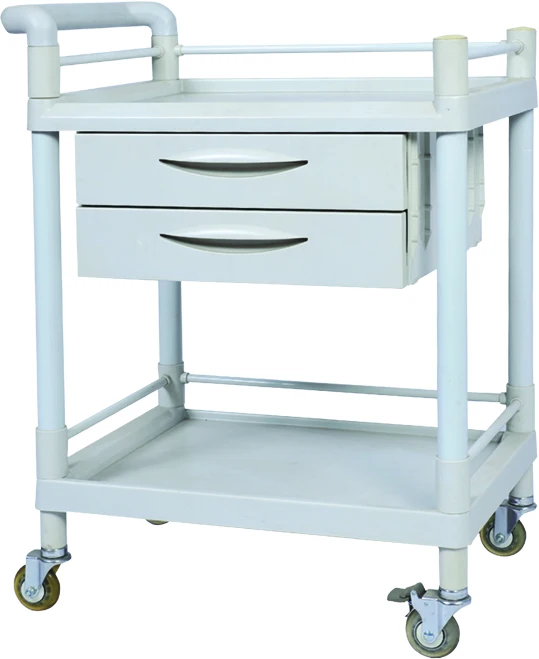 Manufacturer direct hospital medicine plastic drawer medical trolley with wheels