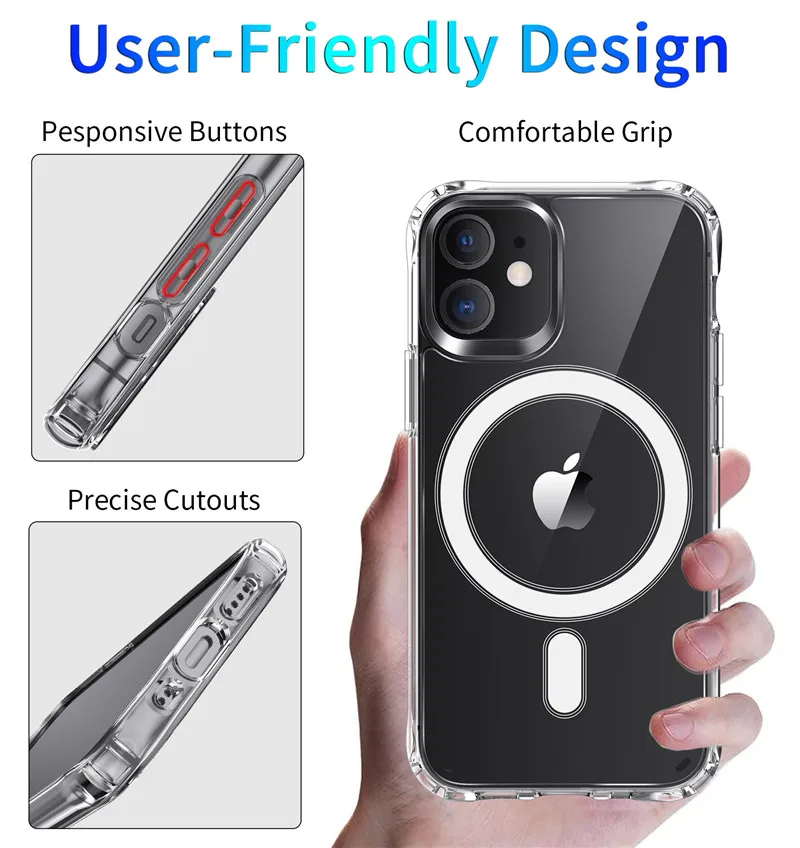 Transparent Shockproof Cover Magnet Ring Wireless Charger magnetic Phone Case for iPhone 12 Pro Max