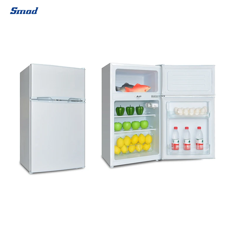 DC 12V Double Door Top Freezer Refrigerator Household Solar Fridge