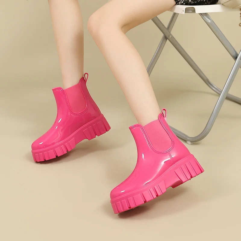 IDOIT Casual PVC Boot Luxury Trainers Ankle Slip On Rain Boots Women Shoes Waterproof Boots Women