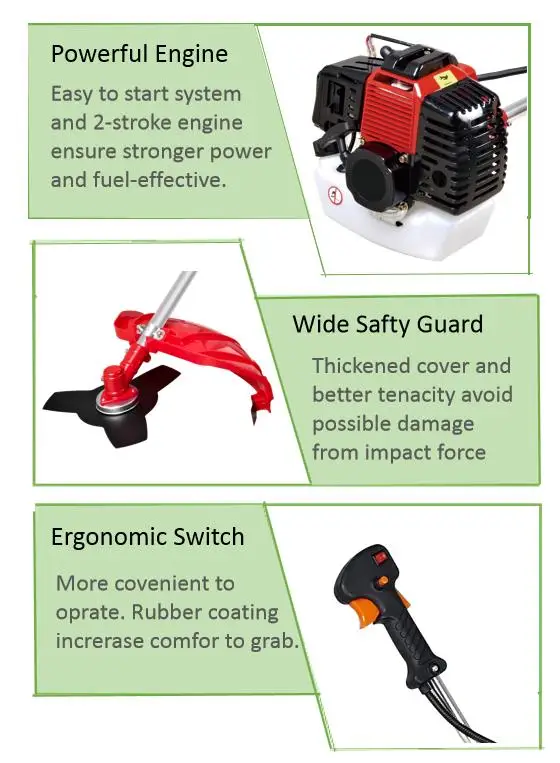 Customization DIY 2 stroke 43CC Gasoline Grass Brush Cutter Petrol Weed Cutting Grass Trimmer 1250W Cutting Machine