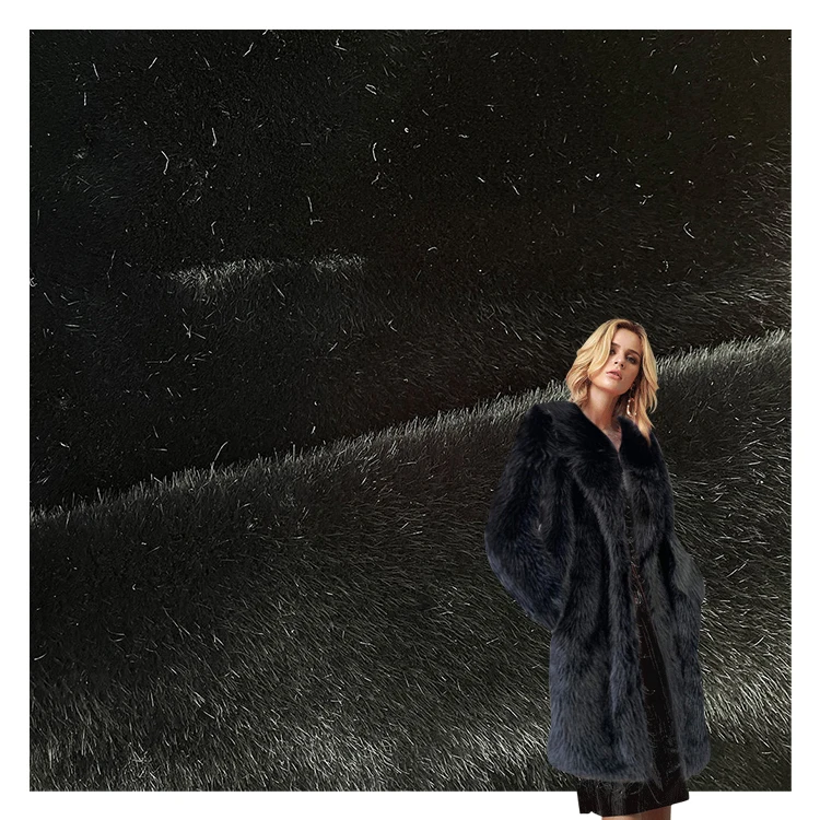High Class Fur Fabric 100% Polyester Pu Bonded Fur Fabric Knitting Faux Mink Fur Plain Fabric For Winter Coat Shawl Poncho