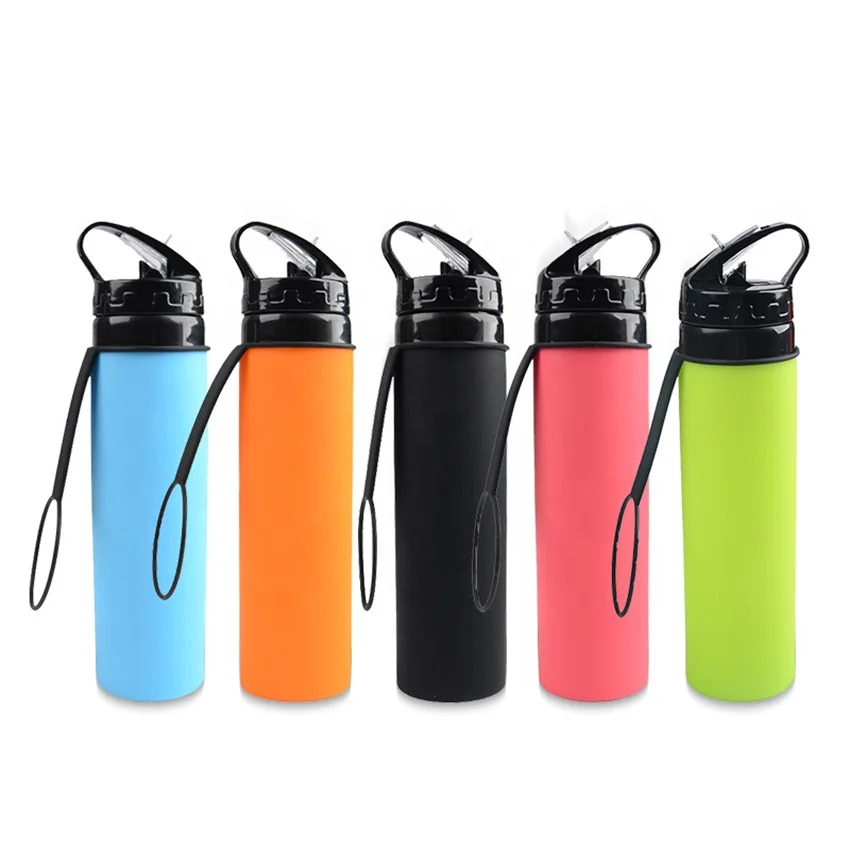 BPA Free Silicone Sports Water Bottle Foldable Squeezable Handgrip Gym Sports Water Bottle