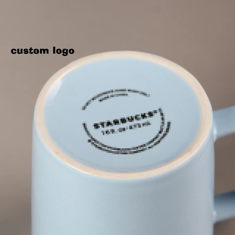 Wholesale Custom Copper Seal Logo 473ml Drinkware Milk Cup 16oz Handmade Bottle Green Custom Ceramic Mug Manufacturers