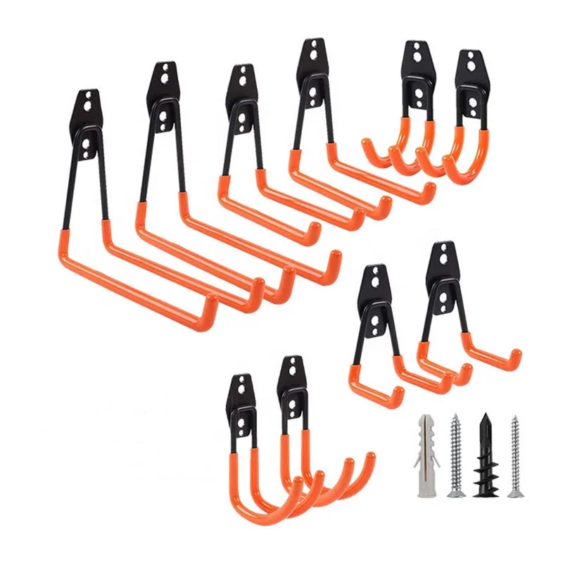 Heavy Duty Metal Hook Garage Organizer Wall Mount Bicycle Hanger Hooks Wall Mount Ladders Garden Tool Anti-slip Storage Hook