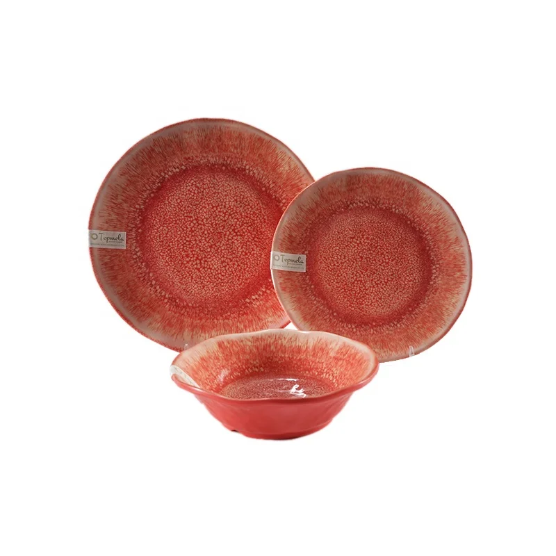 Rustic Collocation Wholesale  Blue White Orange Light Green Ink Painting Salad Bowl Melamine Tableware