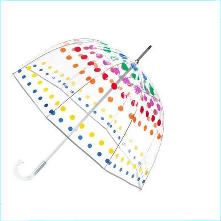 Clear Bubble Polka Dots Stick transparent poe dome Umbrella