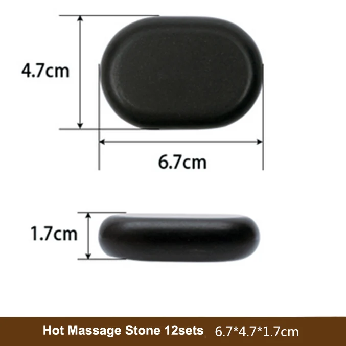 
12 Pcs Professional Massage Hot Stone Natural Heat Retention Basalt for Spa, Massage Therapy and Relaxation 