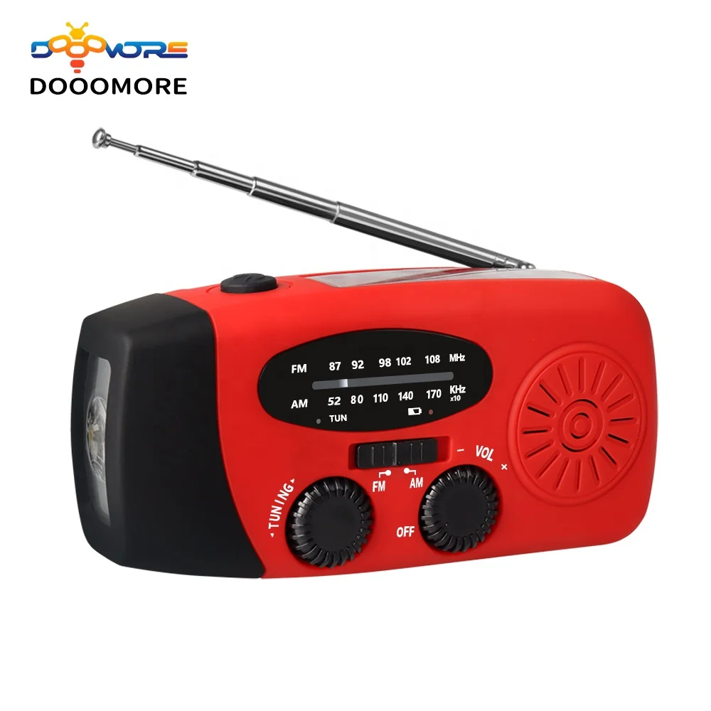 Dooomore solar energy dynamo hand crank flashlight usb mini pocket am fm emergency noaa weather radio