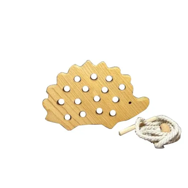 Wooden Animal Bear Lacing Threading Game Toy