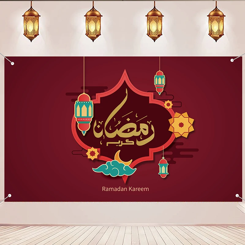 Wholesale Ramadan Eid Mubarak Decorations Eid Mubarak Sign Muslim Ramadan Background Banner Photo Booth Backdrop