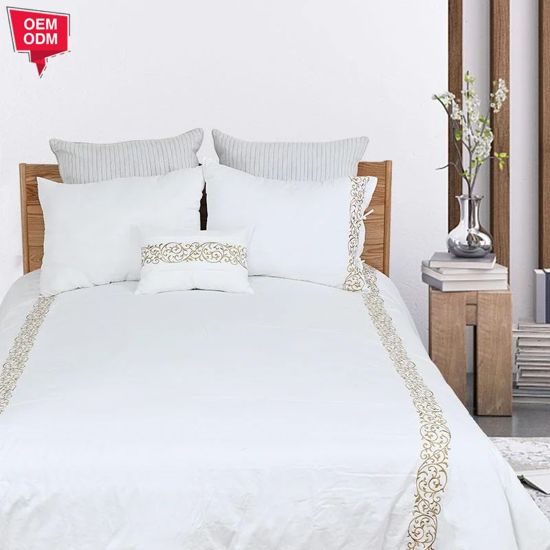 Top Grade Luxury 200TC White Hotel Embroidered Duvet Cover In Stock