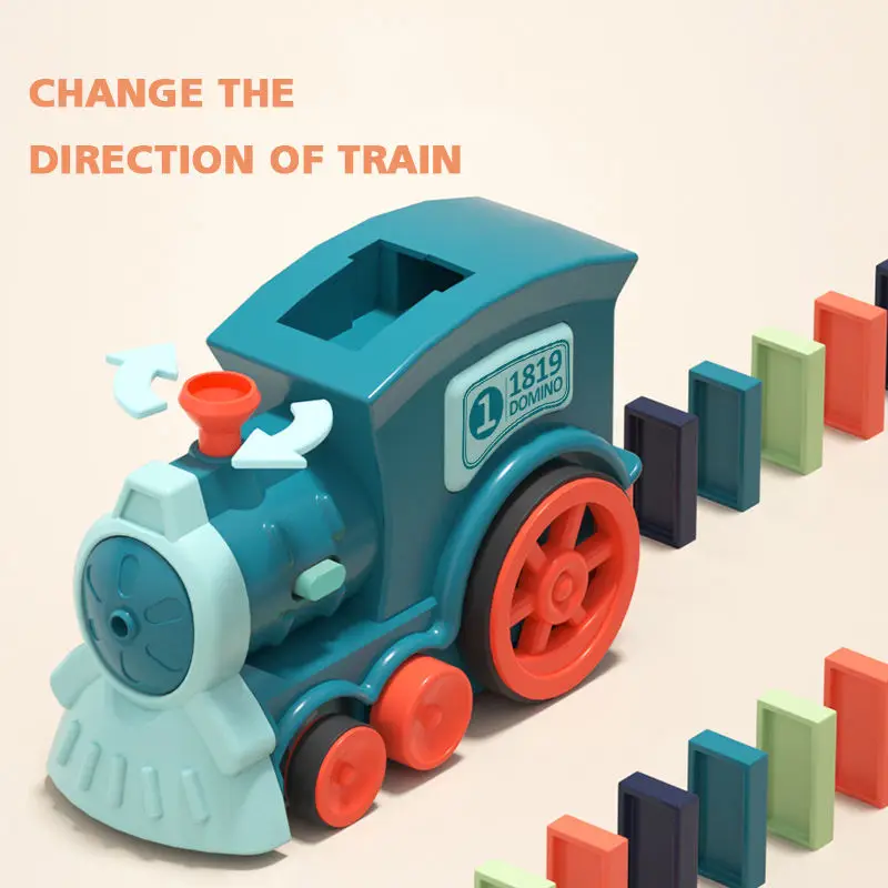 Wood Train Toys Set  Montessori Educational Wooden Train Track Toy Children Gifts  Electric Automatic Domino Train Toy