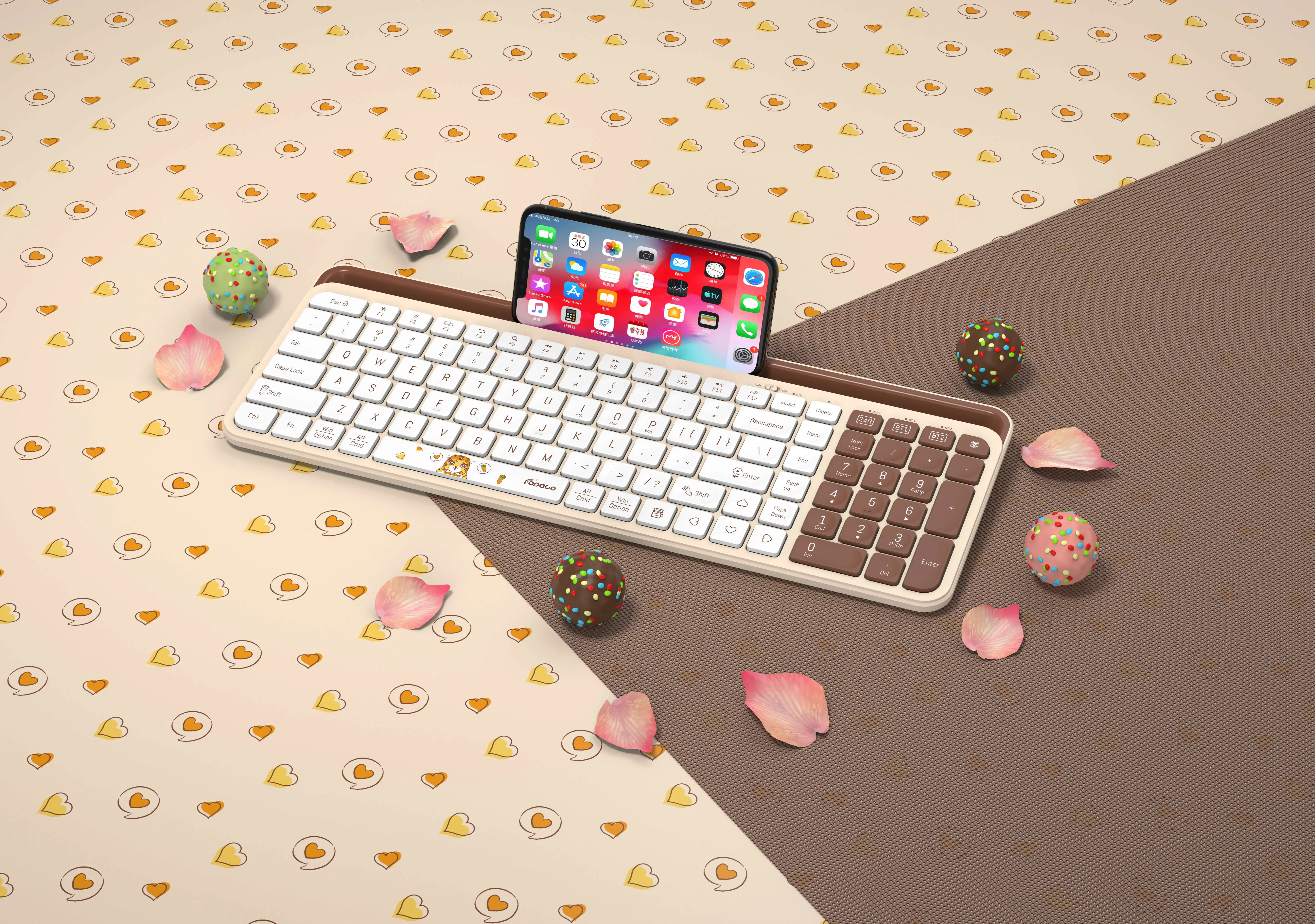 Office Keyboard With Tablet Phone Stand Multi-device Wireless and BLUE TOOTH  dual mode keyboard