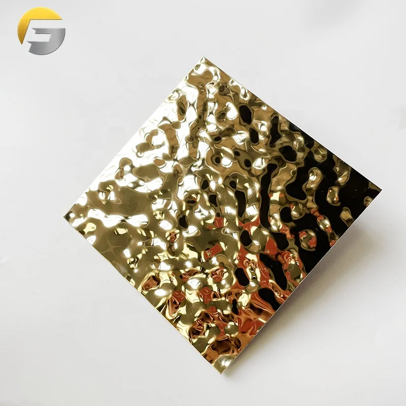 CL0004 4x8 304 Декор 3d дизайн молотковая панель тисненый Золотой зеркальный лист волнистая пластина из нержавеющей стали