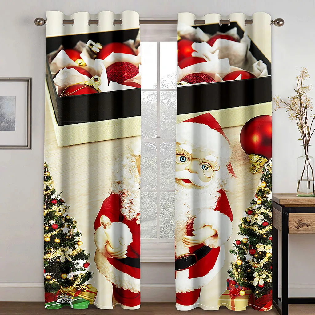 2023 Good Quality Customized  Indoor Blackout Room Christmas Pattern Decors Style Curtains