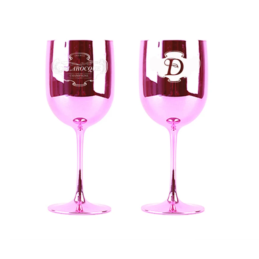 Ice Imperial Champagne Pink Rose Acrylic Goblets Glasses Flutes