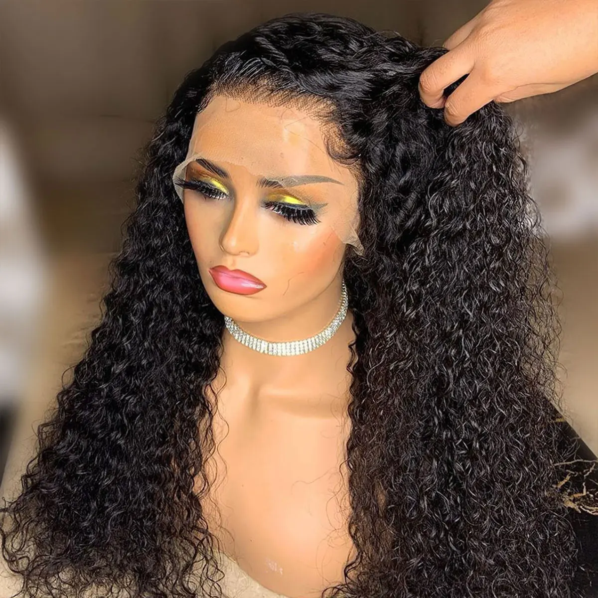 Mongolian cheap 13x6 transparent hd lace frontal wig curly hair deep wave pre plucked body lace front wigs with lowest price