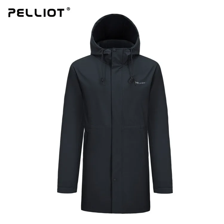 Windbreaker Men Long Hooded Softshell Jaket Jacket Adults for Men Solid Autumn Fleece Knitted Silk Screen Printing Loose