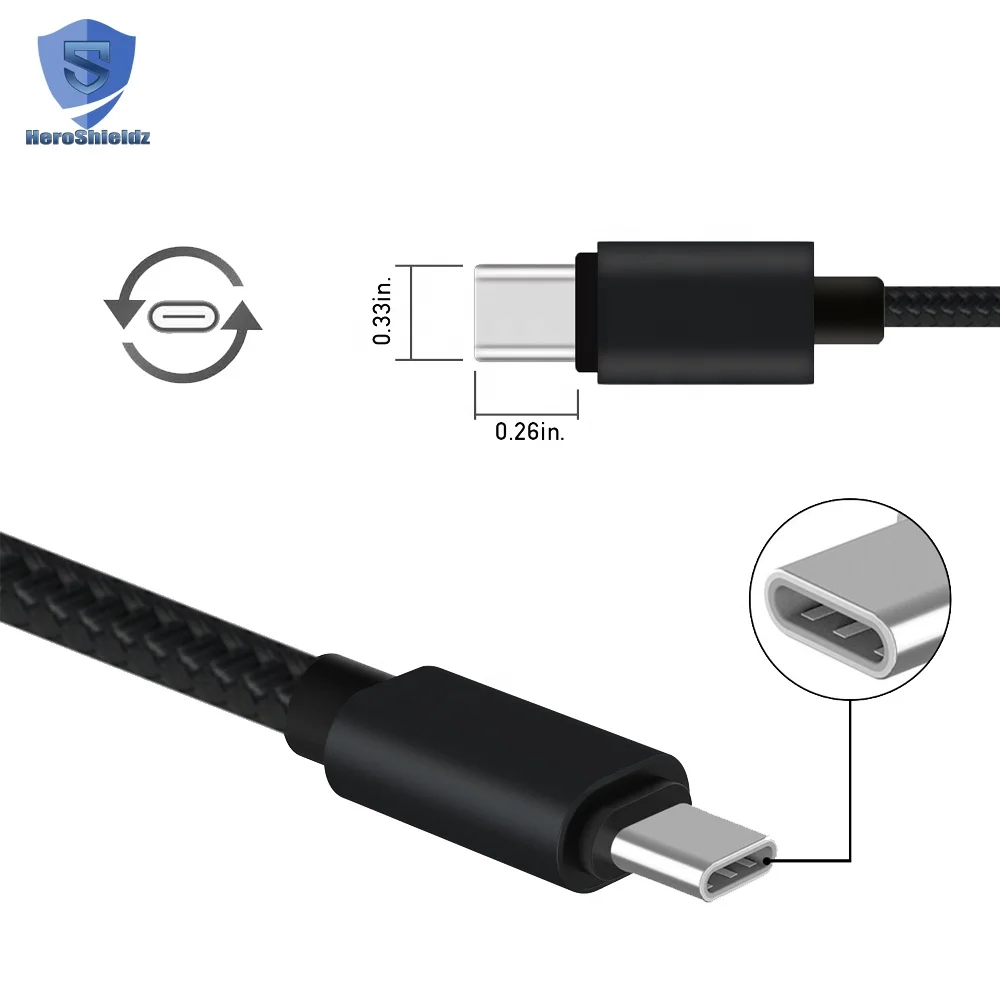 China Factory USB Charger Cable For Samsung Galaxy S8 Plus,2M/6.6FT Strong Nylon Braided Material Type-C Cable Black