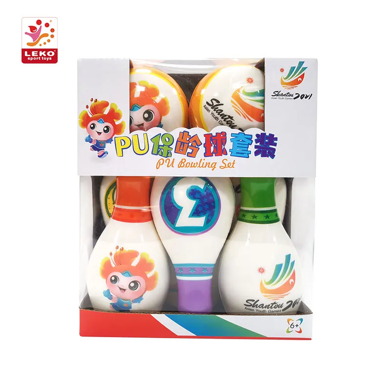 Asian Youth Game souvenir Kids soft 6 bowling pin set toy with 2 balls