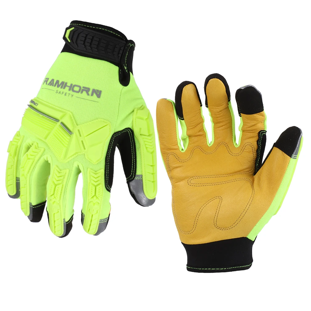 Cowhide Leather Handling gloves Heavy Duty Industrial Work Anti Impact Mechanical Gloves