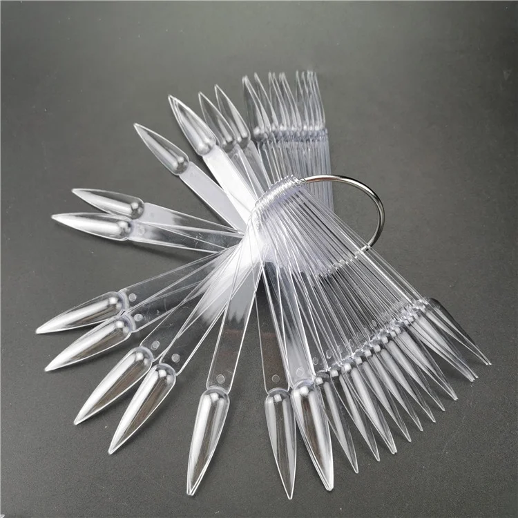 High Quality 50-Point Fan-Shaped Nail Tips Kit Natural Transparent White and Black Gel for Display Clear Swatch Color Chart