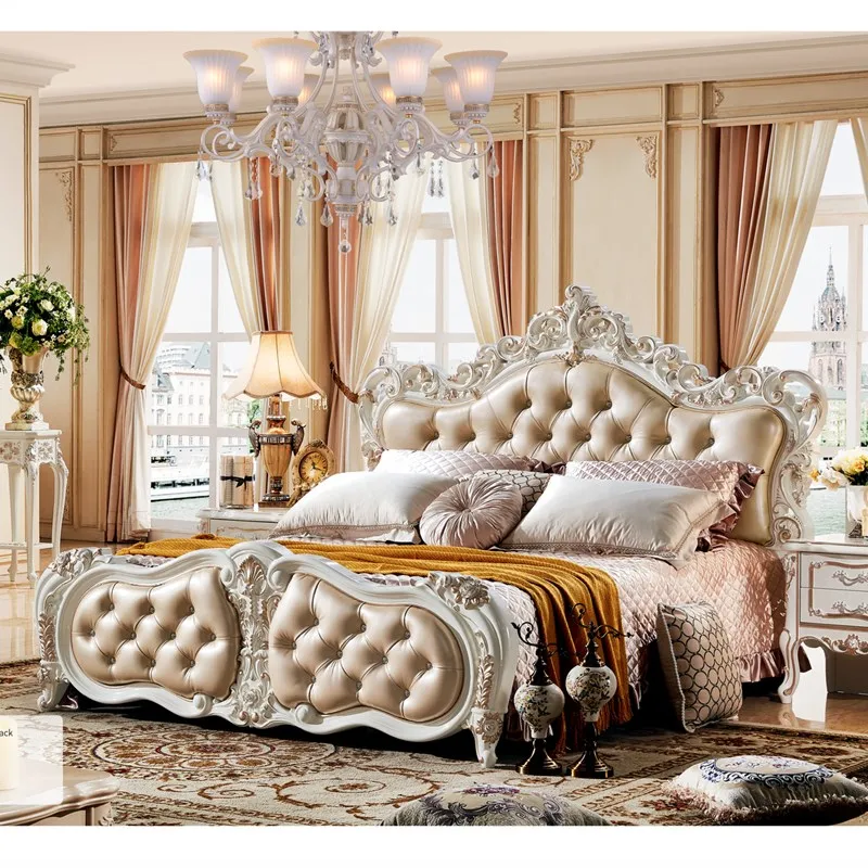 Hot Design Bedroom Furniture King Size Wood Beds Antique Beds Furniture