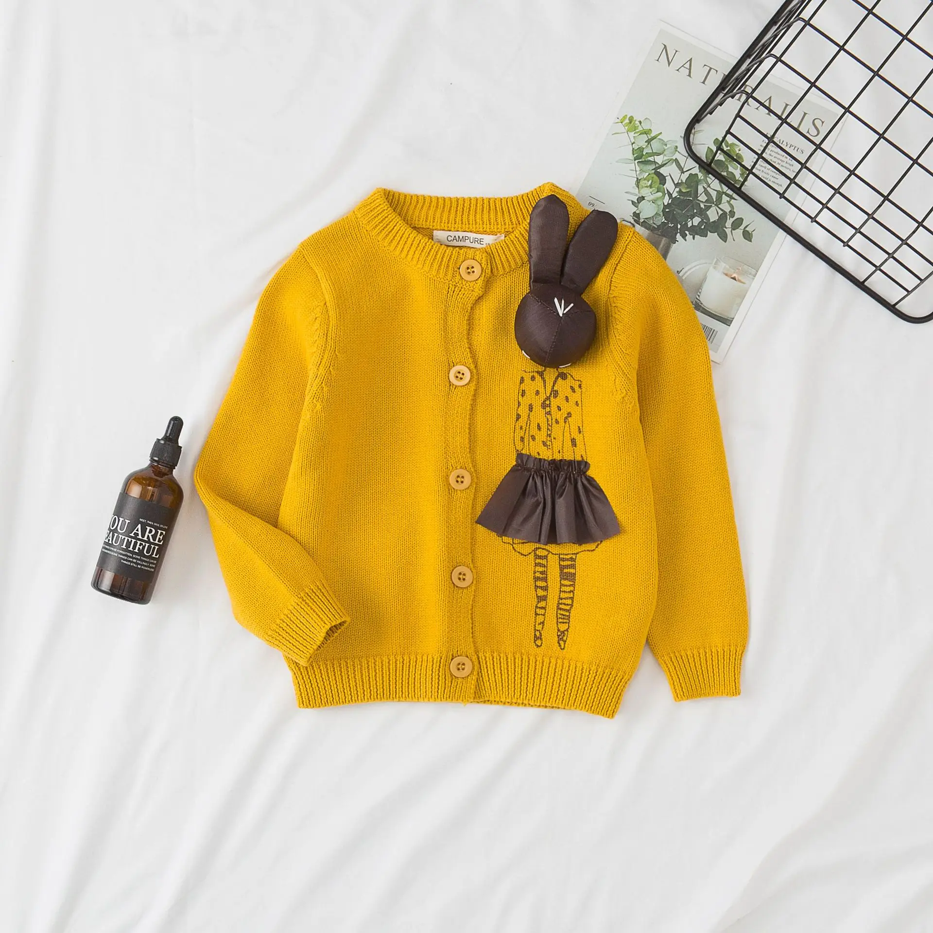 Детский свитер с рисунком куклы ручной работы Хлопковый вязаный кардиган свитеры с героями мультфильмов ручной работы