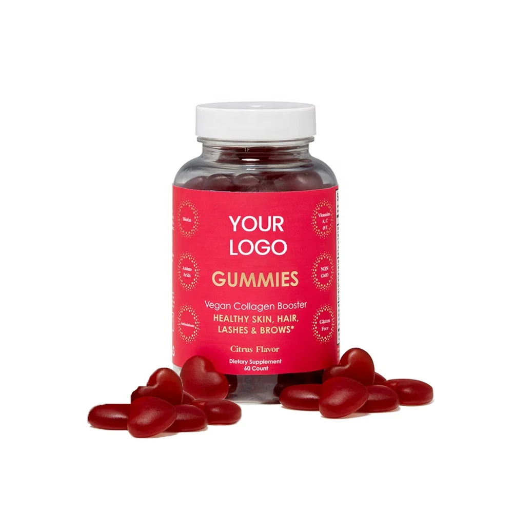 Private Label Support Skin Health Natural Citrus Flavor Vegan Gummy Supplement Collagen Gummies