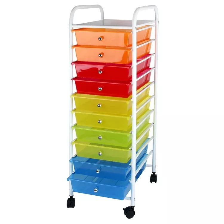 Acrylic Metal Rolling Storage Organizer Trolley Cabinet Utility Drawer Cart with Wheel Storage Plastic Drawer Cart