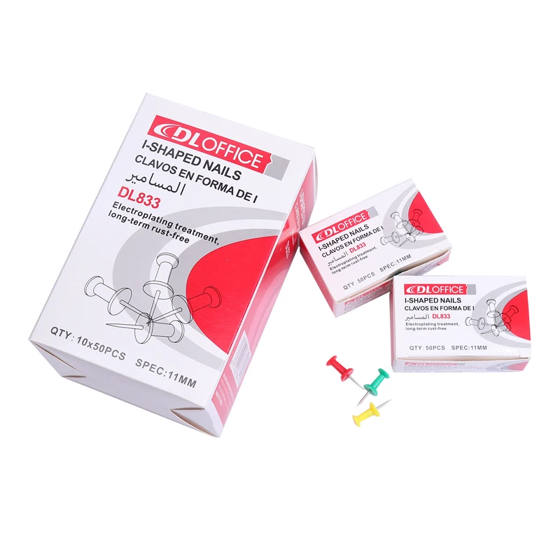 Офисные принадлежности, связывающие красочные контакты, 50 шт., упаковочная бумага, круглая пластиковая головка, стальные контакты