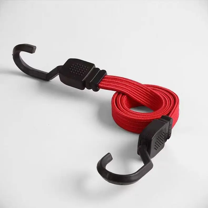 Flat Elastic Bungee Fitness Cord With Plastic Metal Hooks Bicycle Straps Bundling Rope Elastic Rope Strapping Shelf Electric